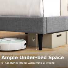 Load image into Gallery viewer, Grey Linen Upholstered Bed Frame with Tall Headboard