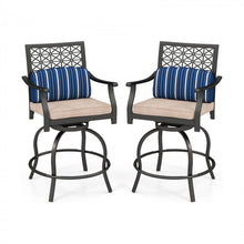 Load image into Gallery viewer, Costway Patio Swivel Chairs Set of 2 with Cushions - Suitable for Bar, Pool, and Patio