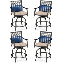 Load image into Gallery viewer, Costway Patio Swivel Chairs Set of 2 with Cushions - Suitable for Bar, Pool, and Patio
