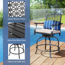 Load image into Gallery viewer, Costway Patio Swivel Chairs Set of 2 with Cushions - Suitable for Bar, Pool, and Patio