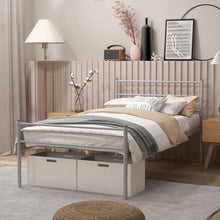 Load image into Gallery viewer, Modern Minimalist Silver Steel Tube Metal Bed Frame with Storage Underneath