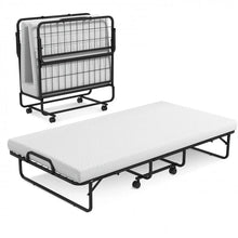 Load image into Gallery viewer, Portable Metal Double Folding Bed with Memory Foam Mattress