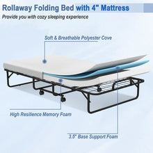 Load image into Gallery viewer, Portable Metal Double Folding Bed with Memory Foam Mattress