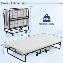 Load image into Gallery viewer, Portable Metal Double Folding Bed with Memory Foam Mattress
