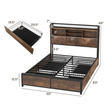 Load image into Gallery viewer, Country Industrial Metal Bed Frame with 4-Drawer Nightstand