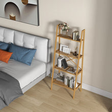Load image into Gallery viewer, Multifunctional 4-Tier Bamboo Ladder Bookshelf Decorative Storage Rack