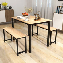 Load image into Gallery viewer, Costway Modern Dining Room Table 3-Piece Set with 2 Benches - Suitable for Dining Room and Kitchen