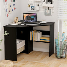 Load image into Gallery viewer, Corner Workstation with Storage Shelves for Bedroom Office and Computer Desk