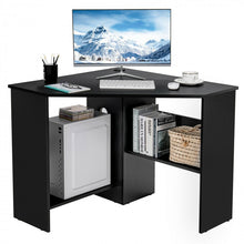 Load image into Gallery viewer, Corner Workstation with Storage Shelves for Bedroom Office and Computer Desk