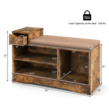 Load image into Gallery viewer, Vintage Open Entryway Shoe Cabinet with Bench and Drawers