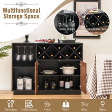 Load image into Gallery viewer, Costway Black Bar Cabinet Dining Cabinet with Removable Wine Rack and Glass Holder - Industrial Style, Suitable for Restaurant