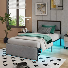 Load image into Gallery viewer, Minimalist Metal Bed Frame with Drawers and LED Lighting