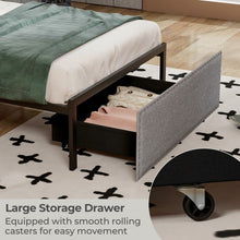 Load image into Gallery viewer, Minimalist Metal Bed Frame with Drawers and LED Lighting