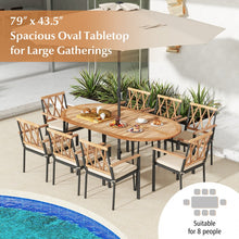Load image into Gallery viewer, Outdoor Oval Dining Table with Umbrella Hole - Suitable for Patio, Backyard, and Garden