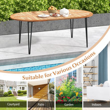 Load image into Gallery viewer, Outdoor Oval Dining Table with Umbrella Hole - Suitable for Patio, Backyard, and Garden