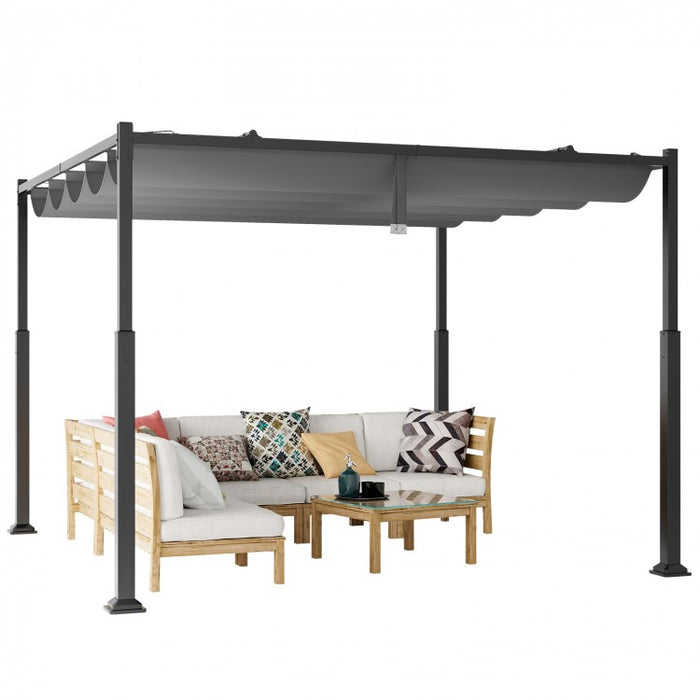 Costway 10x10 ft Outdoor Canopies and Gazebos with Retractable Top - Suitable for Backyard, Garden, and Parties