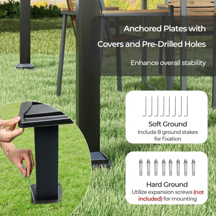 Costway 10x10 ft Outdoor Canopies and Gazebos with Retractable Top - Suitable for Backyard, Garden, and Parties