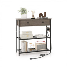 Load image into Gallery viewer, Costway Industrial Style Narrow Entryway Table with 2 Drawers and Metal Wire Frame - Suitable for Living Room and Entry