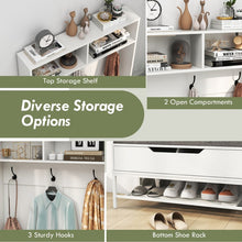 Load image into Gallery viewer, 69-Inch White Coat Rack with Cushion, Hooks, Drawers, and Shelves - Ideal for Bedroom and Living Room