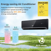 Load image into Gallery viewer, 12000 BTU 22 SEER2 208-230V 4-in-1 Black Mini Split Air Conditioner with WiFi Mobile Control