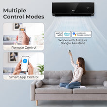 Load image into Gallery viewer, 12000 BTU 22 SEER2 208-230V 4-in-1 Black Mini Split Air Conditioner with WiFi Mobile Control