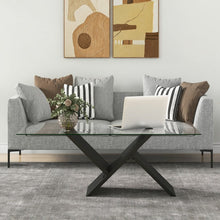 Charger l'image dans la galerie, Modern Rectangular Glass Coffee Table with Tempered Glass Top - Suitable for Living Room and Cafe
