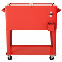 Charger l'image dans la galerie, Outdoor Red Patio Cooler Cart with Rolling Chiller