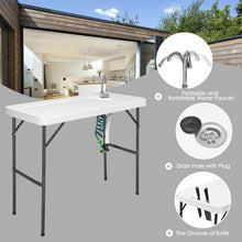 Load image into Gallery viewer, Outdoor Folding Camping Table with Faucet Sprayer - Suitable for Camping, Fishing, and Hiking