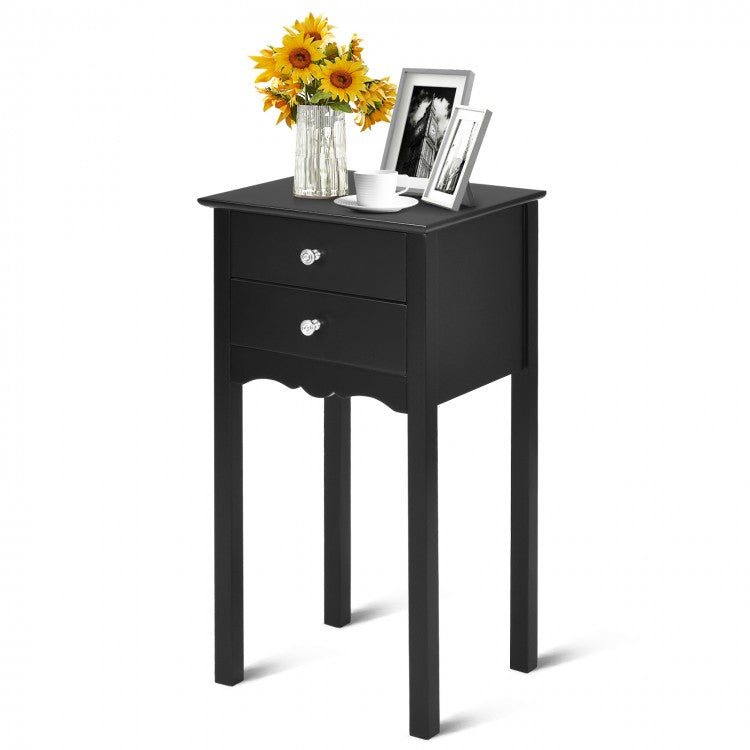 Costway Modern Minimalist Shop Side Table - Sofa End Table with 2 Drawers