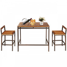 Load image into Gallery viewer, 3-Piece Outdoor Patio Rattan Bar Furniture Set: Table and Chairs