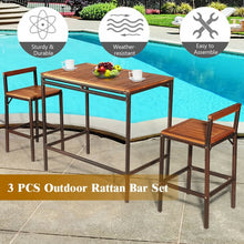 Load image into Gallery viewer, 3-Piece Outdoor Patio Rattan Bar Furniture Set: Table and Chairs