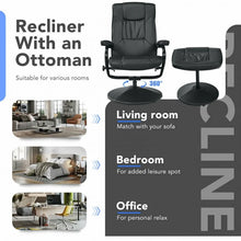 Charger l'image dans la galerie, 360° Rotating PU Leather Footrest Recliner Chair with Adjustable Backrest for Office, Living Room, Bedroom, and Home Theater