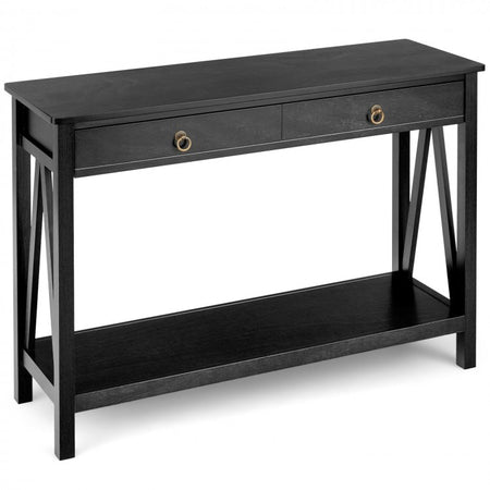 Costway Vintage Entryway Table Decor with 2 Drawers - Decorative Storage Side Table for Living Room and Hallway