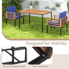 Charger l'image dans la galerie, Outdoor Wood Dining Table Set - 3-Piece Set with Built-in 2 Armchairs and 1 Dining Table - Suitable for Backyard and Poolside