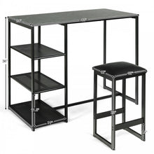 Load image into Gallery viewer, Modern Dining Room Sets - 3-Piece Set with 2 Upholstered Bar Stools and 3-Tier Storage Rack - Suitable for Restaurant and Bar