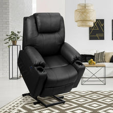 Charger l'image dans la galerie, Costway Electric Leather Recliner Couch Massage Chair with 8-Point Massage, Heating, Cup Holder, and Side Pockets