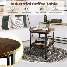 Load image into Gallery viewer, Costway Industrial Style Round Side Table with 2-Tier Storage - Suitable for Living Room and Sofa Side