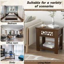 Load image into Gallery viewer, Costway Side Table with Storage Function and Vintage Glass Drawer - Suitable for Living Room