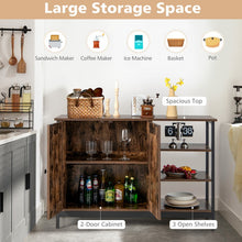 Load image into Gallery viewer, Costway Industrial Style Coffee Bar Cabinet - Buffet Cabinet with Freestanding Unit and Open 3-Tier Storage Shelves