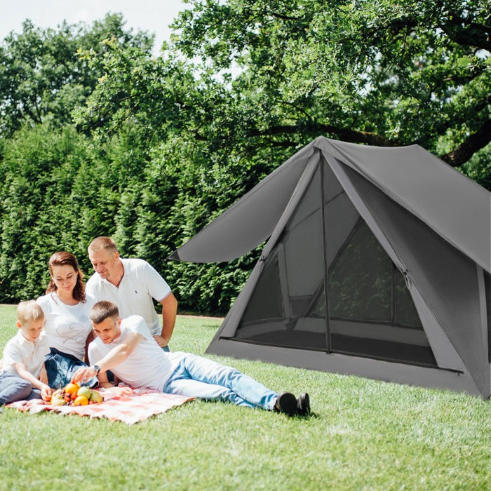 Costway Gray Pop-Up Camping Tent with Rainfly and Carry Bag - Suitable for Outdoor Camping and Travel