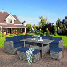 Load image into Gallery viewer, 7-Piece Modern Outdoor Wicker Sofa Set with Coffee Table