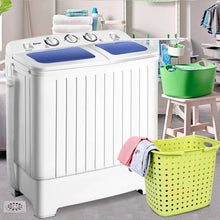 Charger l'image dans la galerie, 20 lb Capacity White Compact Dual-Tub Washing Machine for Home Use