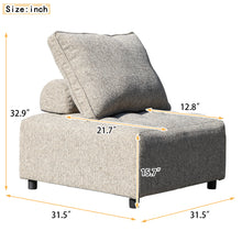 Load image into Gallery viewer, Outdoor Modular Sofa, with Aluminum Structure, Support Cushion and Back Cushion Cover-Removable, Fade-resistant, Waterproof Sofa Cover Included,Light Brown(The rate : Based on a single piece )