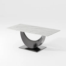Load image into Gallery viewer, Modern Minimalist Dining Table with Crescent Base - Seats Up to 8 People, Suitable for Restaurant