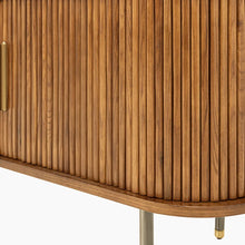 Load image into Gallery viewer, Mid-Century Modern Solid Wood TV Stand Entertainment Center with 2 Roller Racks and 2 Drawers - Suitable for Living Room