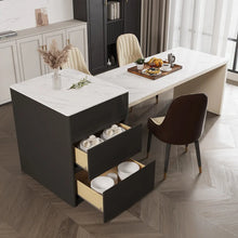 Charger l'image dans la galerie, Modern Minimalist Extendable Kitchen Island with Storage Cabinet - Seats Up to 6 People