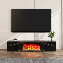 Load image into Gallery viewer, Modern Minimalist Light Luxury TV Stand with 3D Electric Fireplace and LED Flames - Floor Standing Cabinet