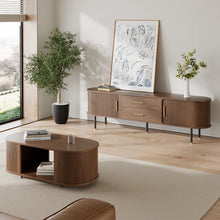 Load image into Gallery viewer, Mid-Century Modern Solid Wood TV Stand Entertainment Center with 2 Roller Racks and 2 Drawers - Suitable for Living Room