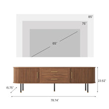 Load image into Gallery viewer, Mid-Century Modern Solid Wood TV Stand Entertainment Center with 2 Roller Racks and 2 Drawers - Suitable for Living Room