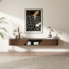 Load image into Gallery viewer, Mid-Century Vintage Floating TV Stand with Built-in 2 Doors and Open Storage Cabinet - Suitable for Living Room